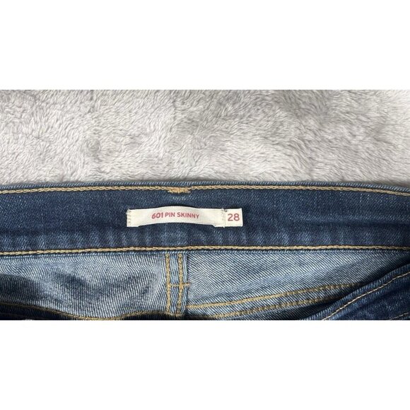 Levi’s 601 Pin Skinny Jeans - W28 L25 Unique Bird Print Pocket - Picture 4 of 16